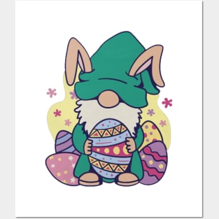 Easter Bunny Spring Gnome Easter Egg Hunting And Basket Gift Posters and Art